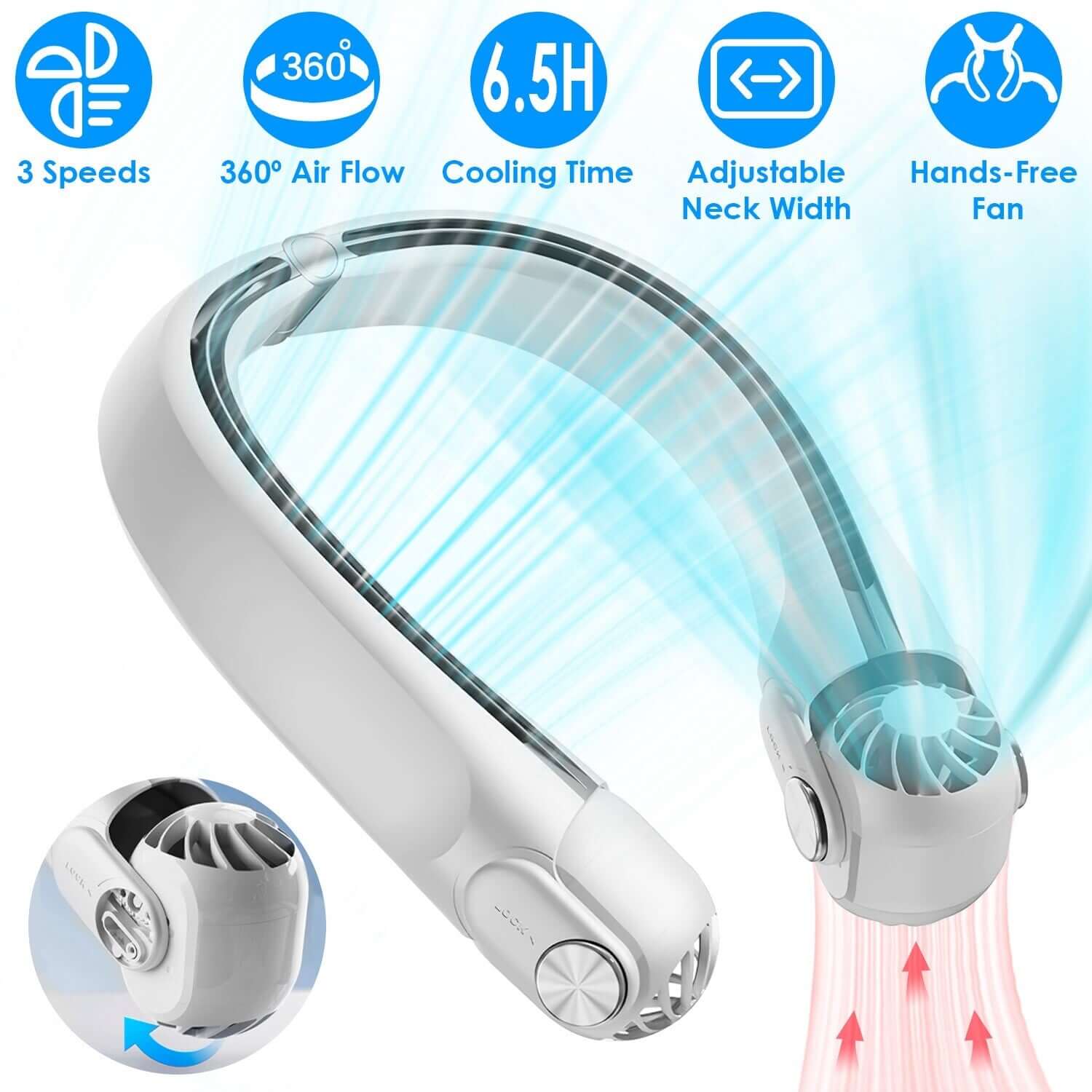 Portable Neck Fan Hands-Free with 360 Cooling