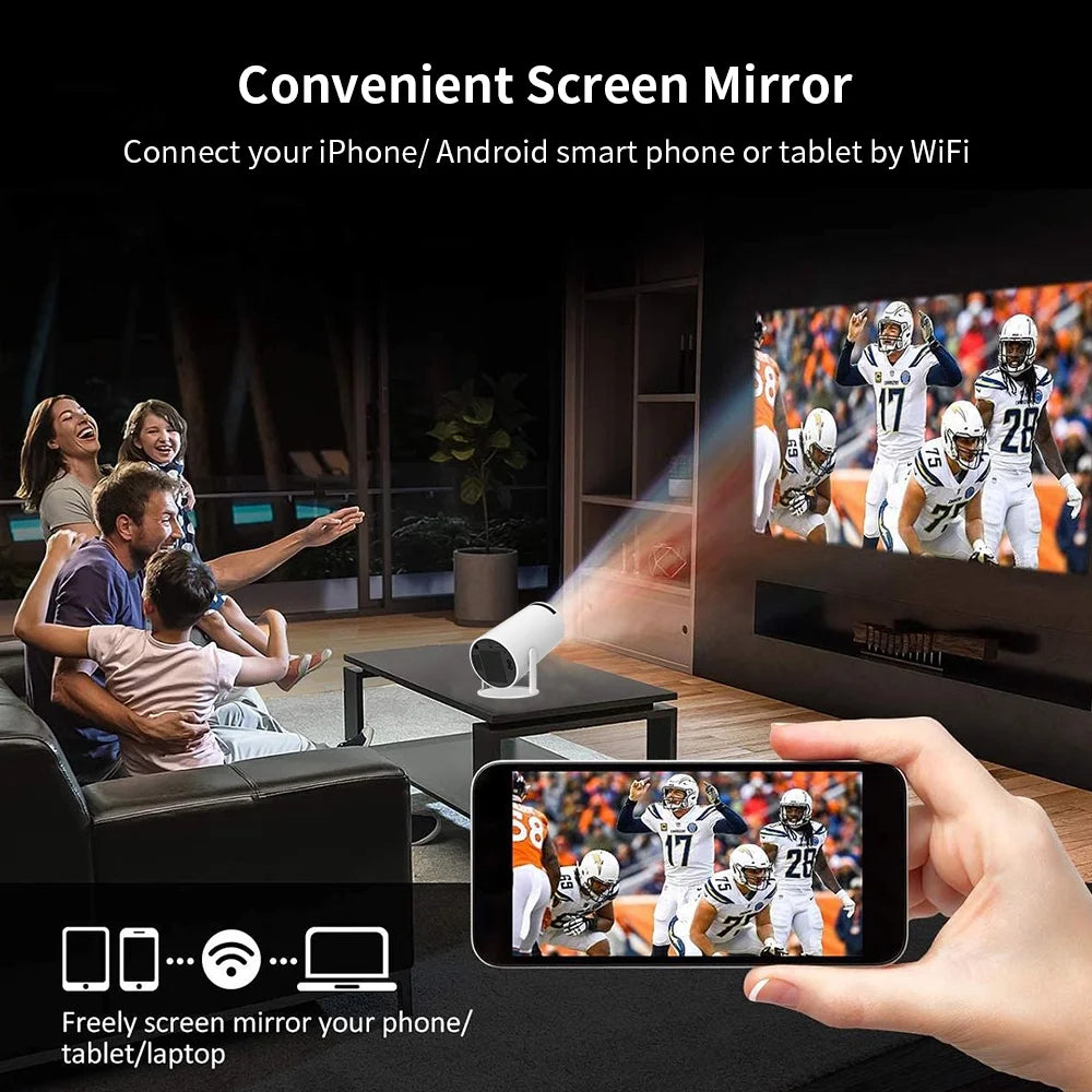 Projector 4K 1080P Support with Bluetooth and Wifi 6, Auto Correction/Focus, Mini Projector Smart for Movie Projection