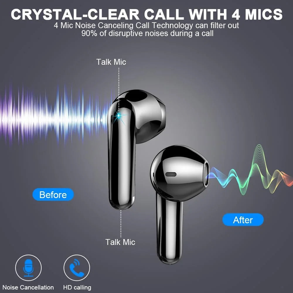 Wireless Earbuds, Bluetooth Headset with Microphone Touch Control , Bluetooth Headphones V5.3 with Wireless Charging Case & LED Power Display, High-Fidelity Stereo Earphones for Sports and Work