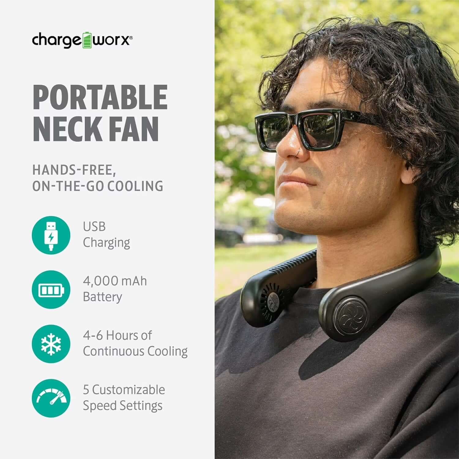 Portable Neck Fan - 4000mAh USB Rechargeable Design