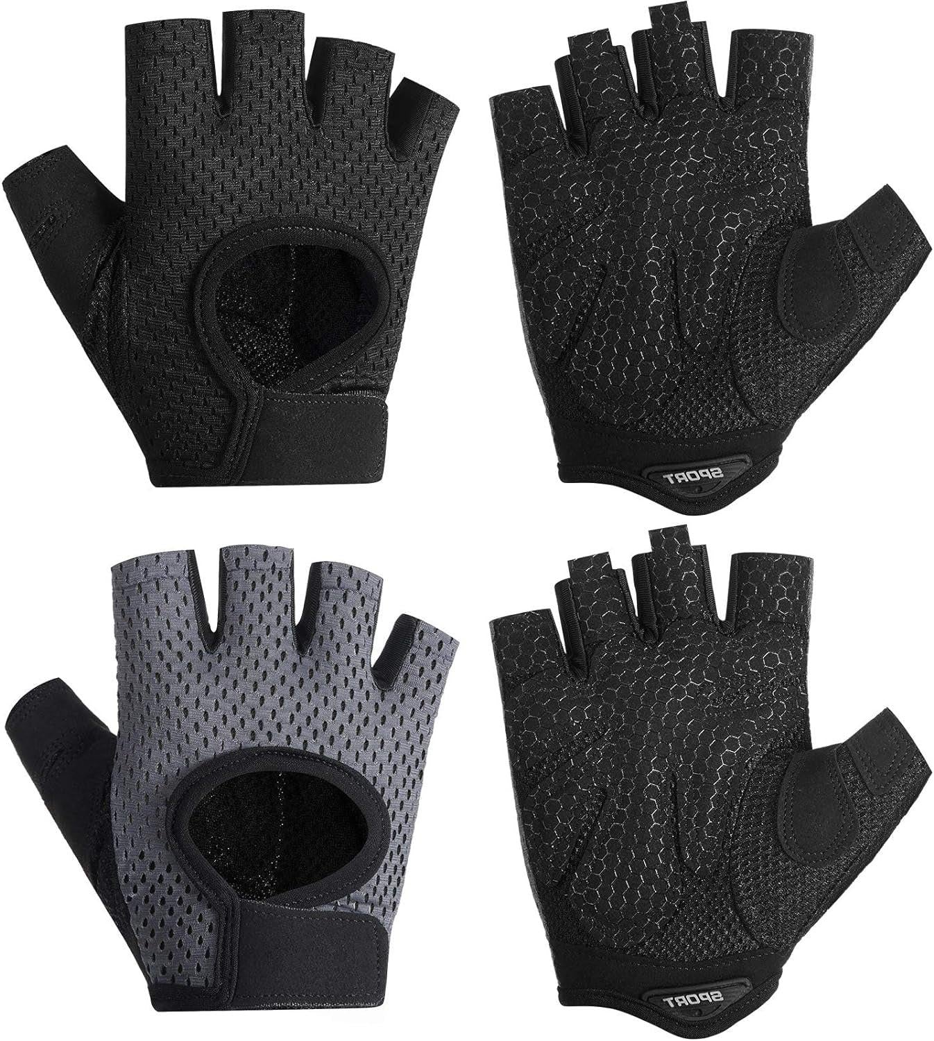 2 Pairs Workout Gloves Adjustable Weight Lifting Gym Exercise Training Breathable Workout Gloves with Full Palm Protection for Men and Women Fitness, Biking, Pull Up