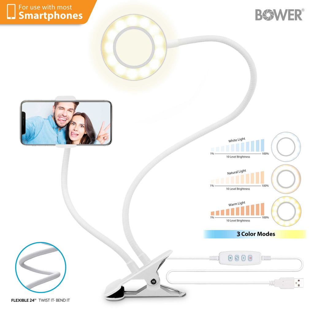 24-Inch Flexible LED Ring Light Desk Clip