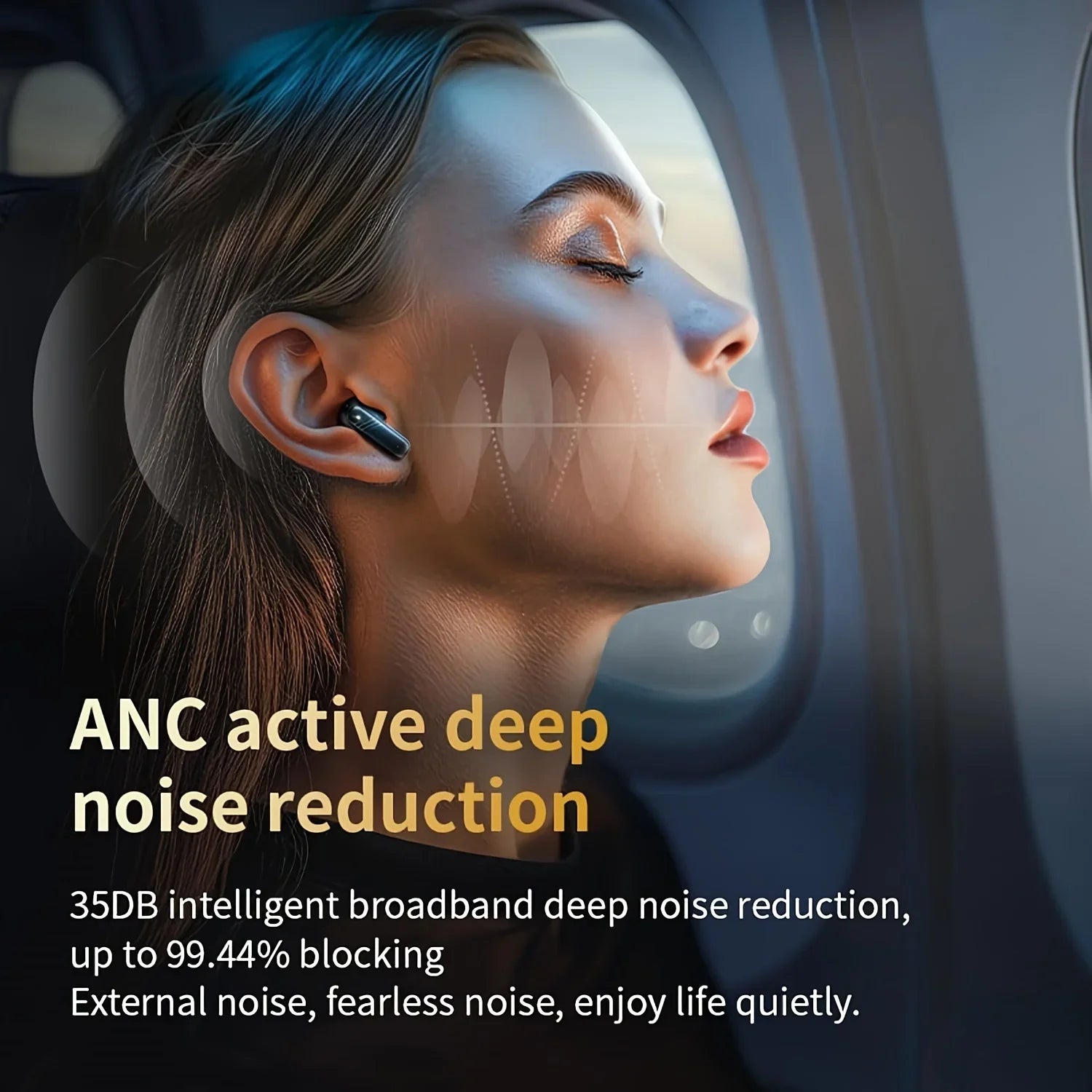 Active Noise Cancelling Bluetooth Earbuds ANC with Smart Touch Screen TWS True Wireless Ear Buds Earphones for Iphone Android