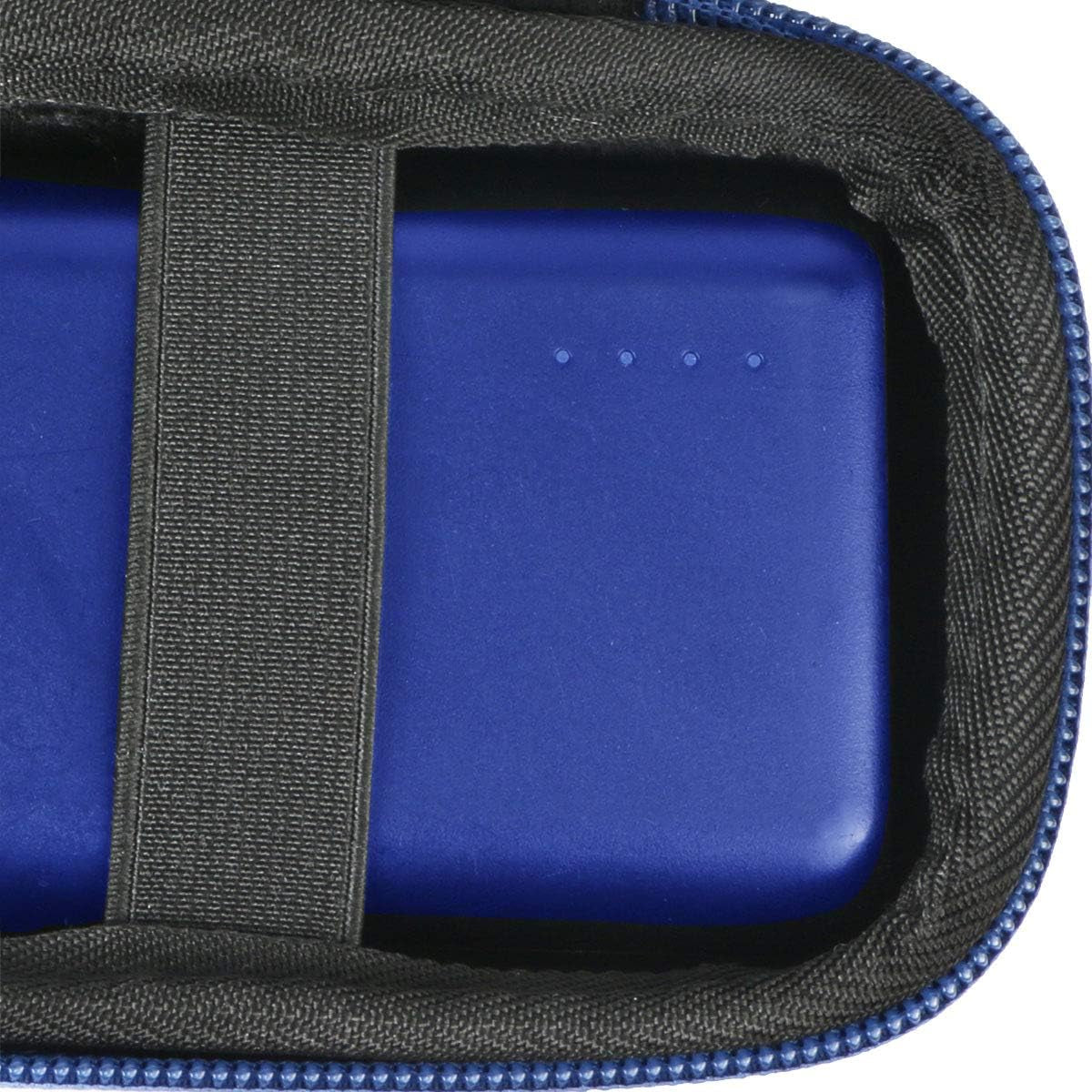 hard travel case for Anker Powercore II showing blue power bank secured inside with strap.