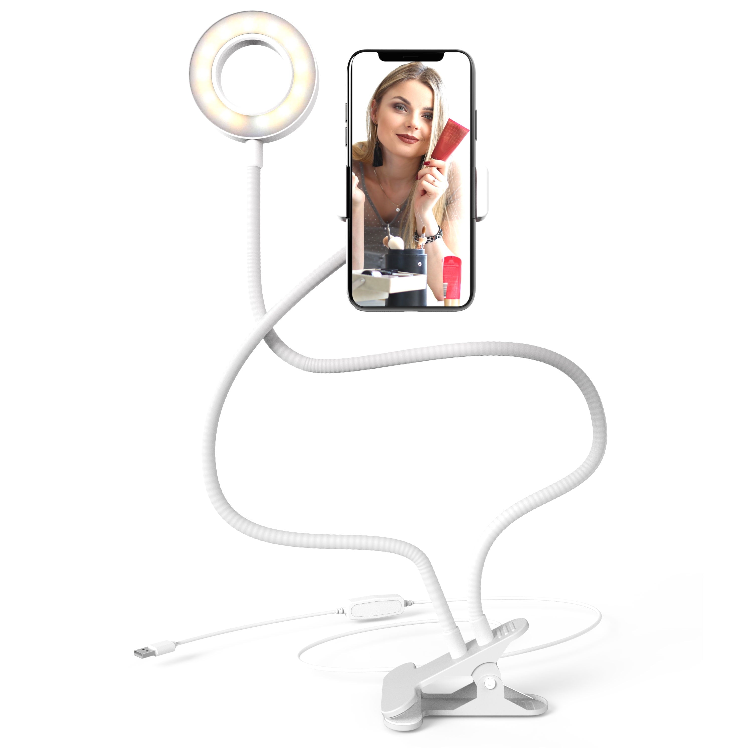 24-Inch Flexible LED Ring Light Desk Clip