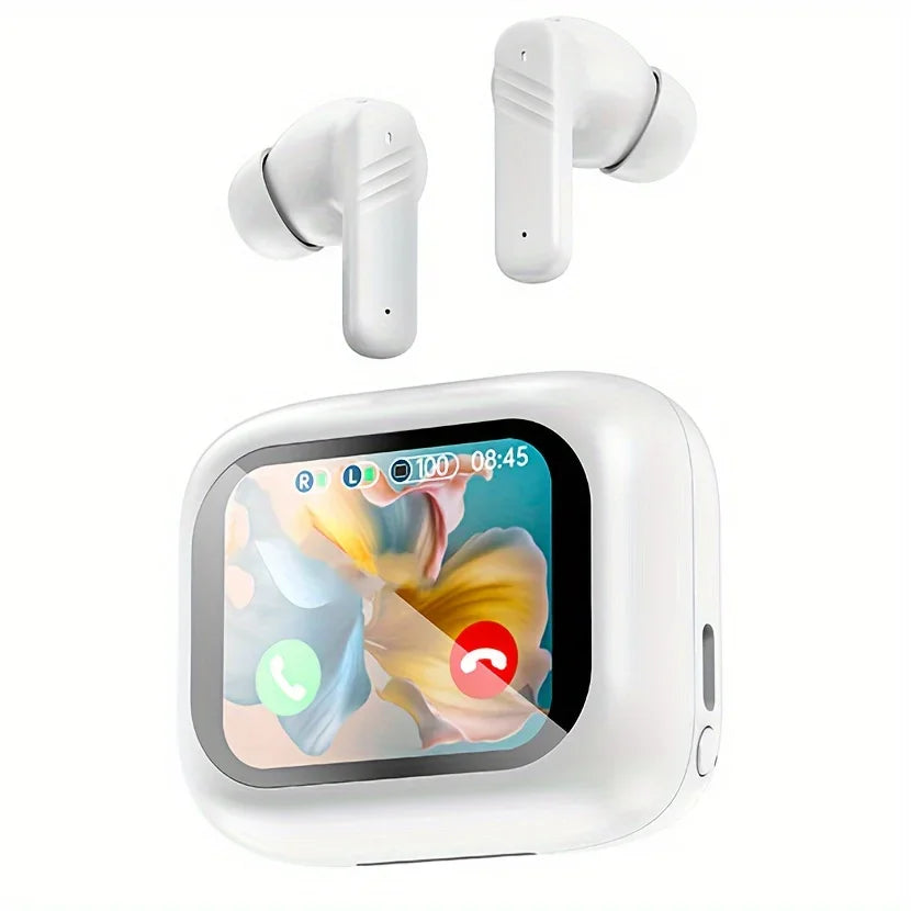 Active Noise Cancelling Bluetooth Earbuds ANC with Smart Touch Screen TWS True Wireless Ear Buds Earphones for Iphone Android