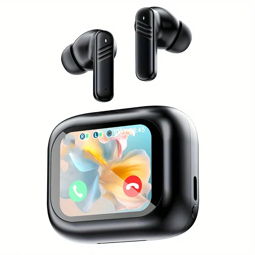 Active Noise Cancelling Bluetooth Earbuds ANC with Smart Touch Screen TWS True Wireless Ear Buds Earphones for Iphone Android