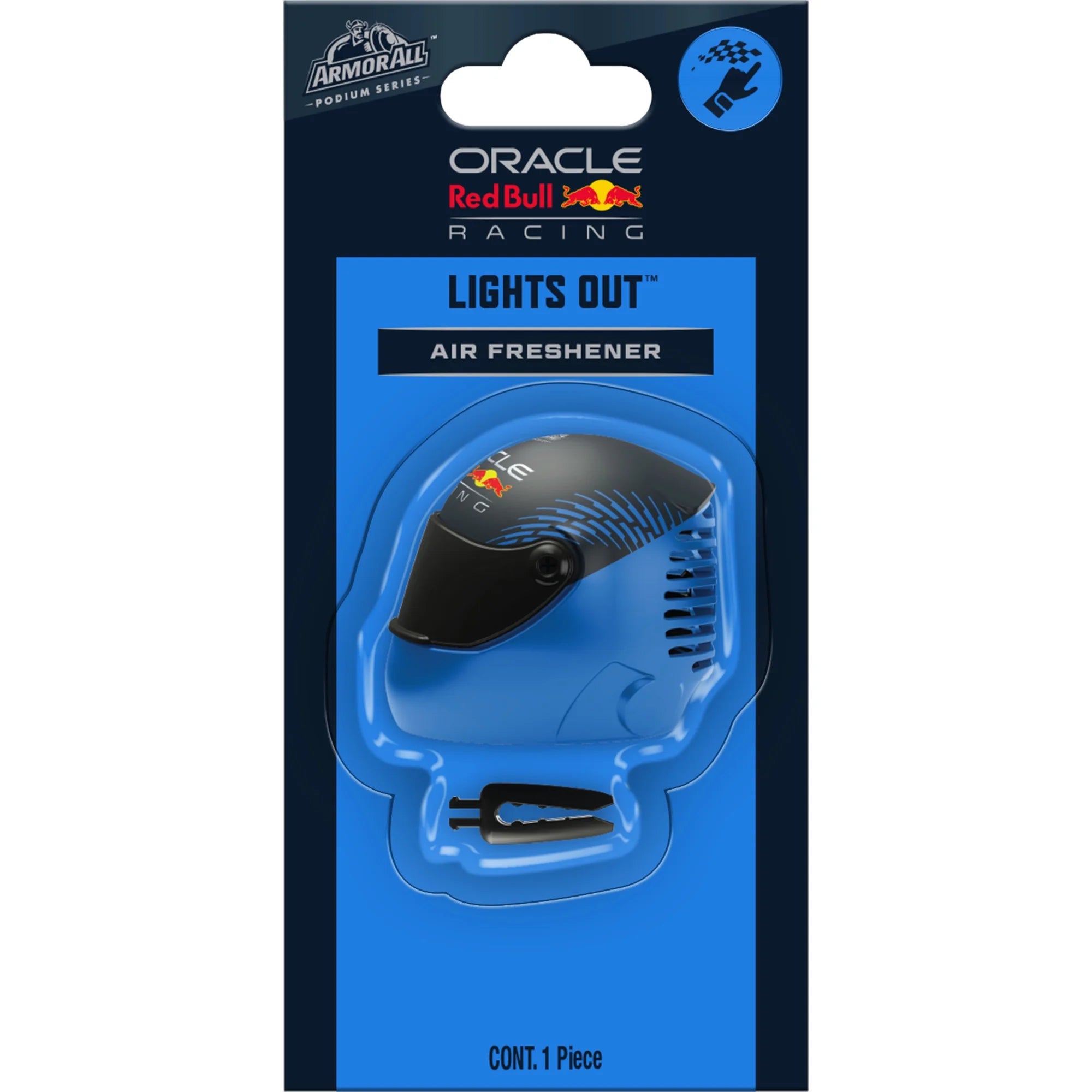 Podium Series Helmet Vent Clip Car Air Freshener (Lights Out Scent), Blend of Warm Woods and Leather with Notes of Lemon Citrus Verbena and Patchouli