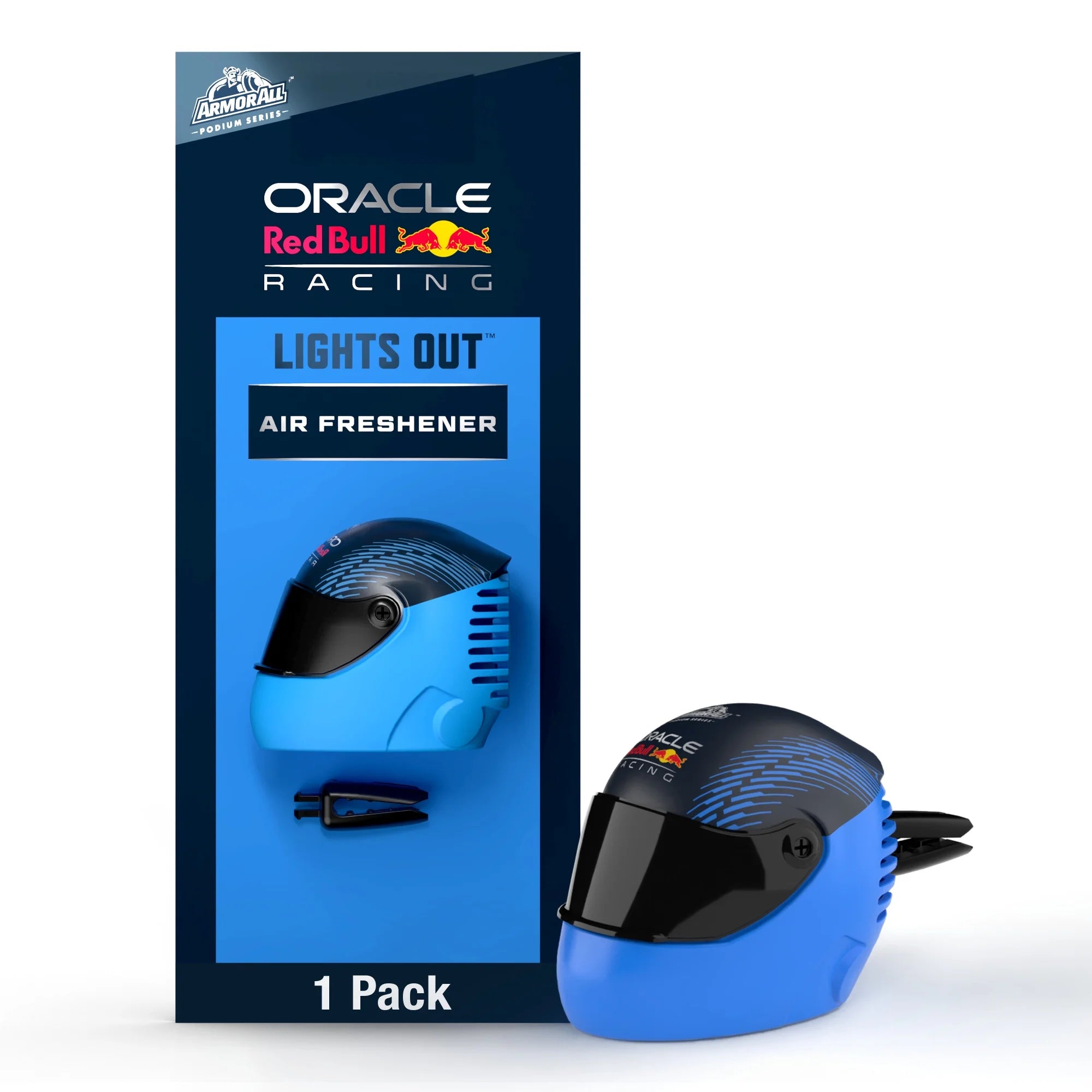 Podium Series Helmet Vent Clip Car Air Freshener (Lights Out Scent), Blend of Warm Woods and Leather with Notes of Lemon Citrus Verbena and Patchouli